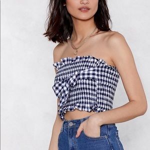Blue and White Gingham Top